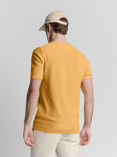 Pullover Short Sleeve Crewneck Solid Slub Knit XL Regular Fit - Yellow