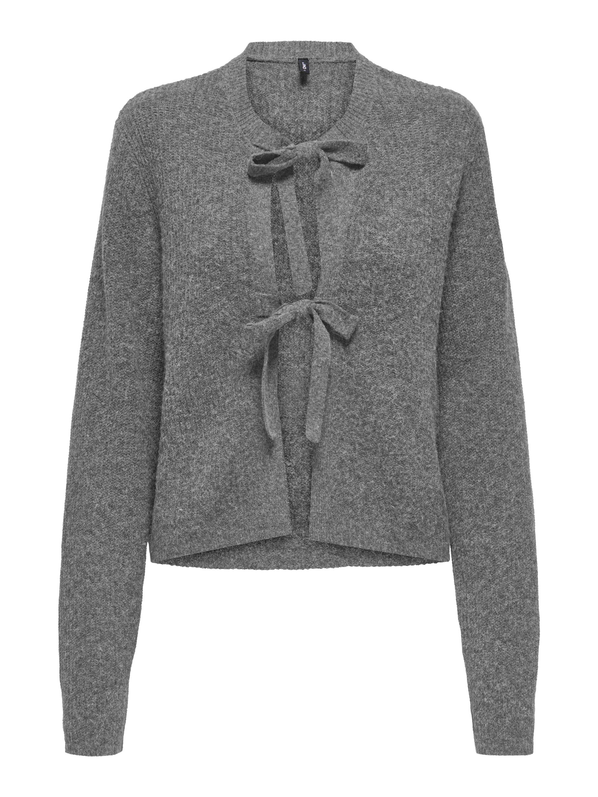 ONLMALIS BOW LS CARDIGAN EX KNT M Normal geschnitten - Medium Grey Melange