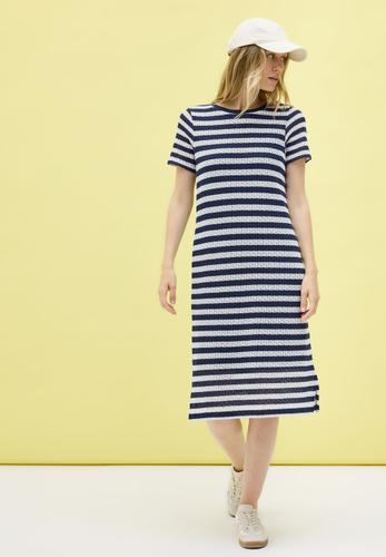Gestreiftes Ajour-Kleid M - Urban Navy Blue