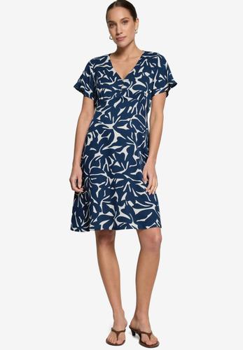 Minikleid  mit Blumenmuster 34 - Blue/cream