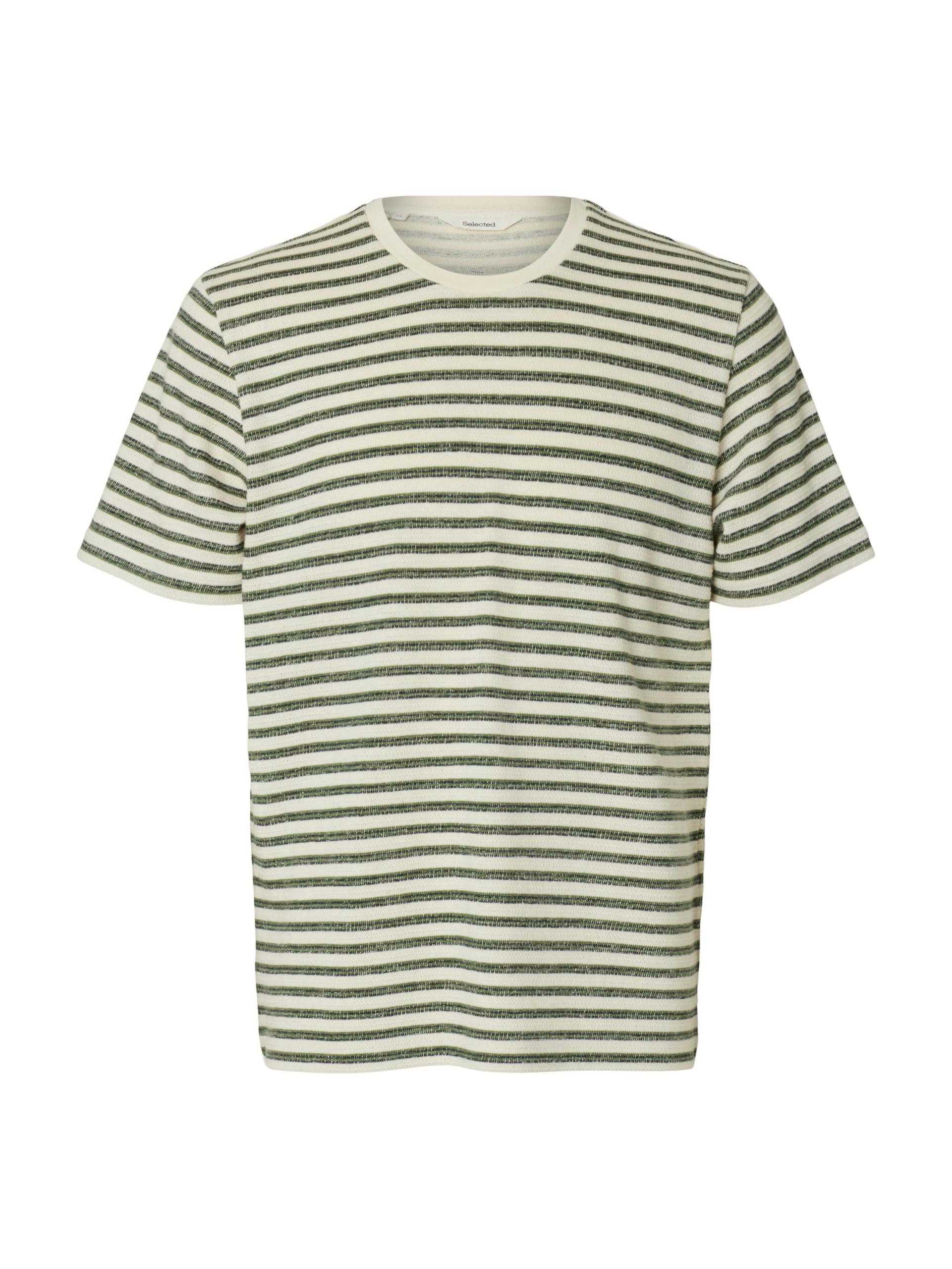 SLHKEVIN STRIPE SS O-NECK TEE M Normal geschnitten - Egret