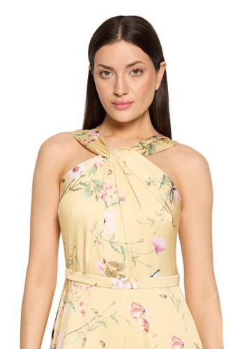 Abendkleid 34 Weich fallend - Yellow/rosé