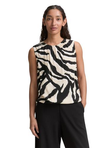 Bluse mit Kordelzug 38 Regular Fit - Abstract Beige Zebra