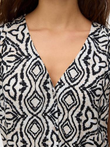 VMMENNY SL V-NECK TOP WVN BOO XS Normal geschnitten - Birch