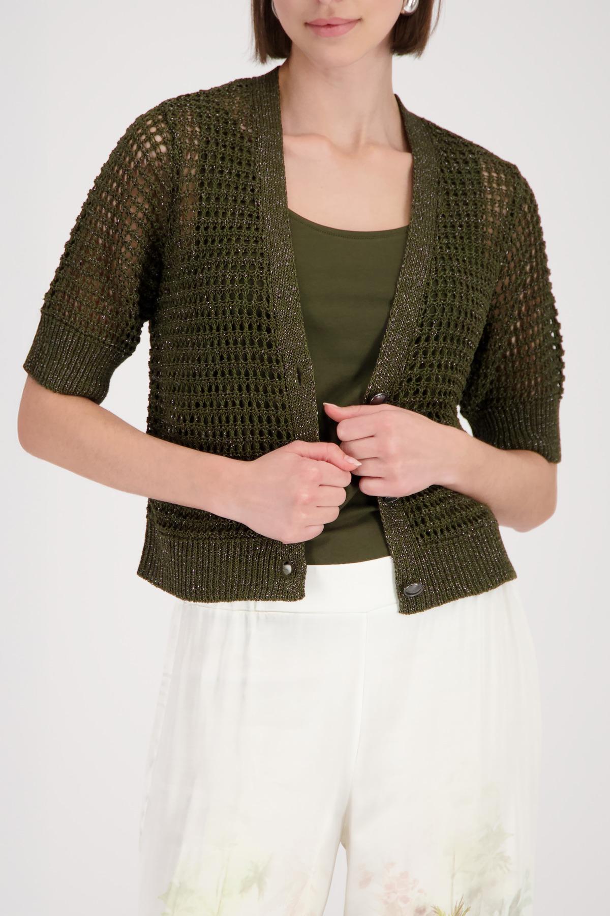 Strickjacke mit Ajour-Struktur 40 - Olive