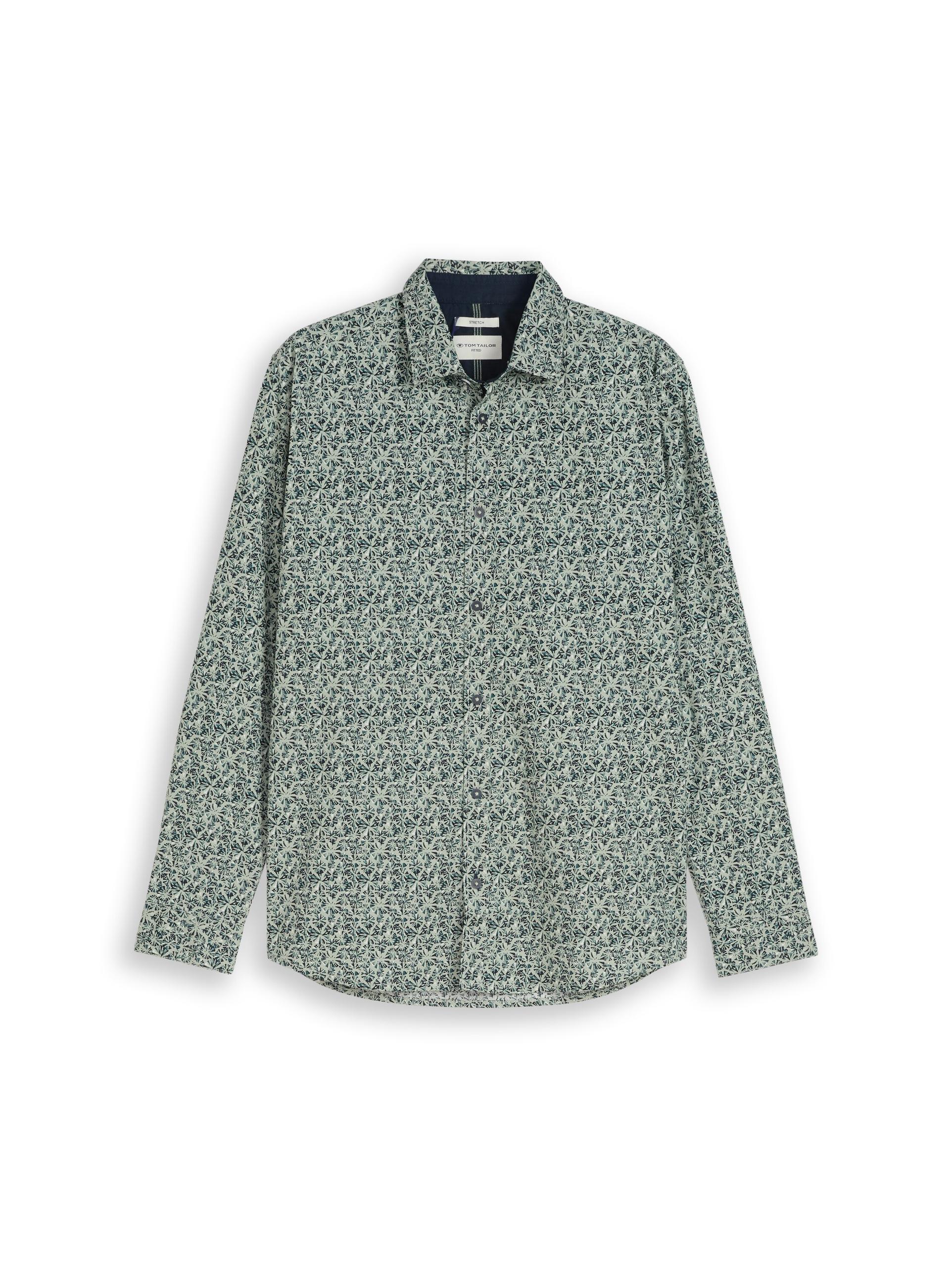 Fitted Hemd mit Muster XL Slim Fit - Mint Round Design