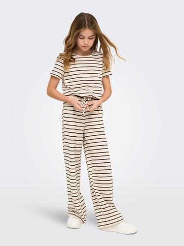KOGJANA STRIPED WIDE PANT JRS 158/164 Weiter Beinschnitt - Tofu