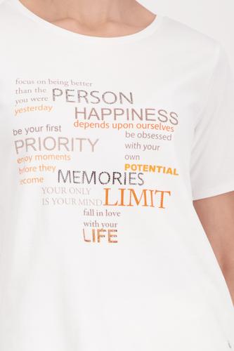 T-Shirt mit Strasssteinen 40 - Off-white