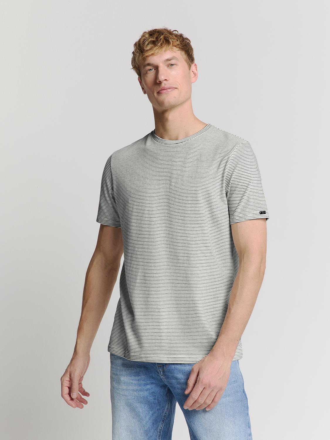 T-Shirt Crewneck Stripes XL Regular Fit - Offwhite