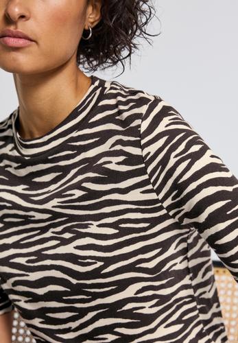 T-Shirt mit Zebra Print 36 - Deep Roast Brown