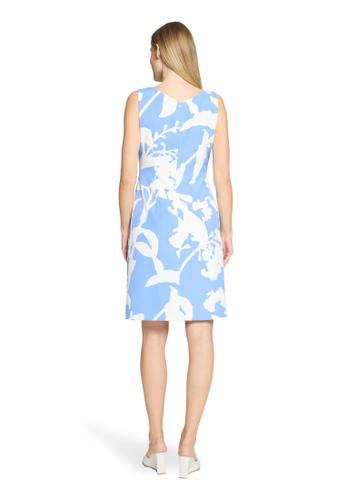 Cocktailkleid 46 Figurumspielend - Blau/Weiß