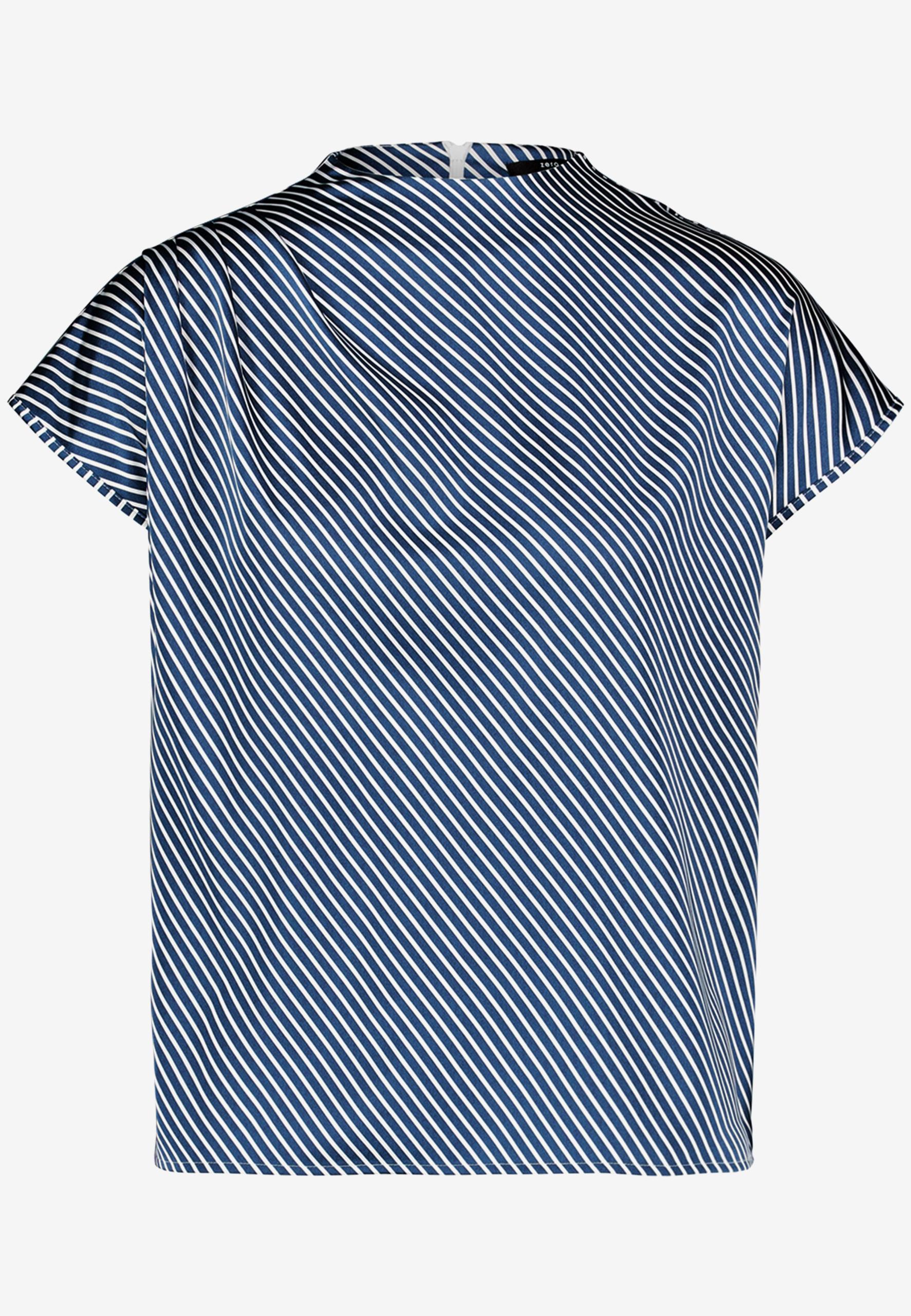 Satinbluse gestreift mit Stehkragen 36 - Dark Blue/white