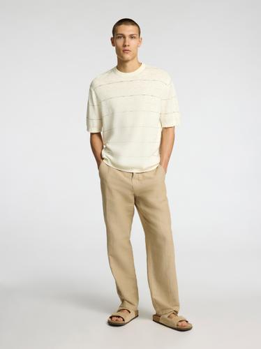 SLHBERG SUN SS KNIT RELAXED TEE L Locker geschnitten - Egret