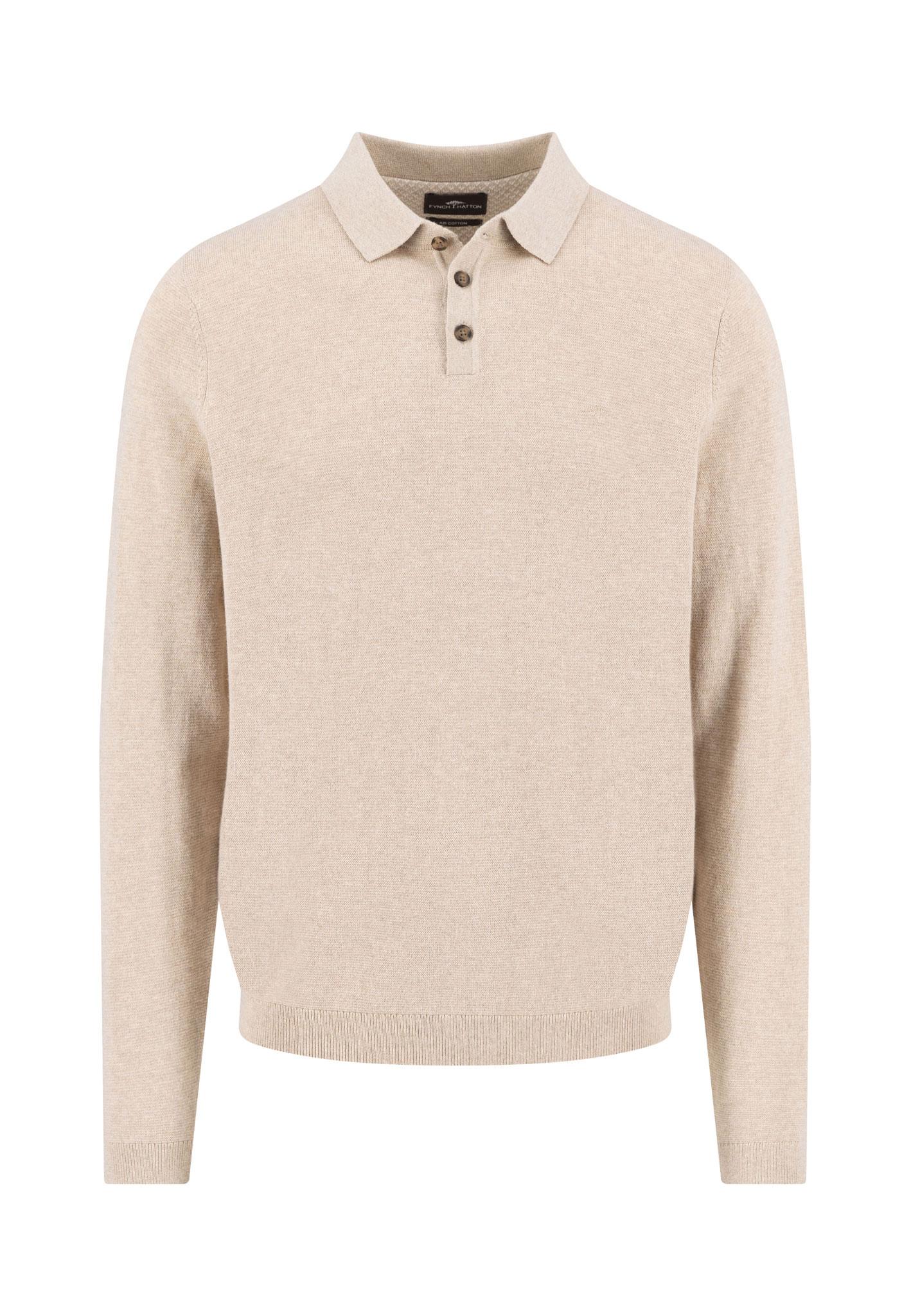 Polo Longsleeve, Winter Air Cotton L Casual Fit - Light Taupe