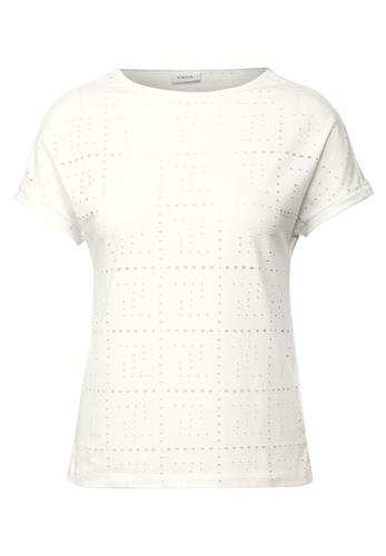 T-Shirt mit Lochmuster M - Vanilla White