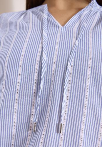 Dropped Shoulder Bluse mit Struktur M - Blouse Blue