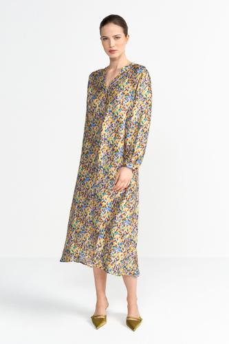 Kleid mit V-Ausschnitt - Bunt / 38