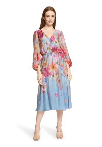 Abendkleid 38 Tailliert - Blue/Rosé