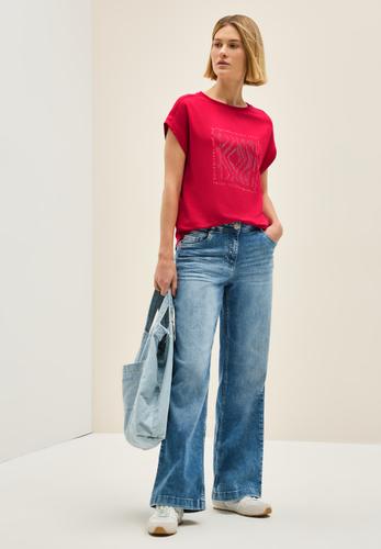 Shirt mit Glitzer-Print S - Glazed Apple Red