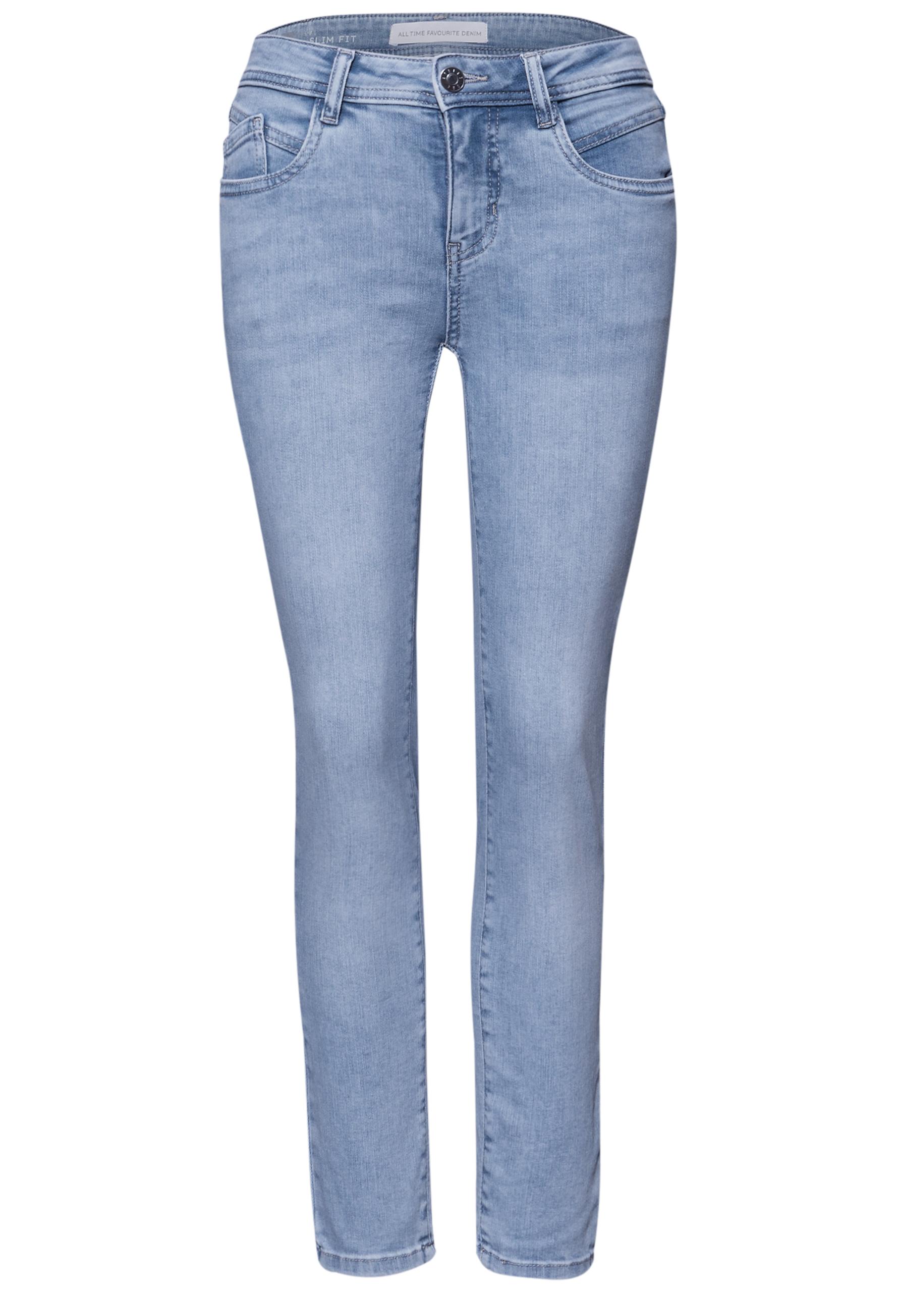 Mid Waist Slim Leg Jeans im Slim Fit 32/28 - Light Blue Random Wash