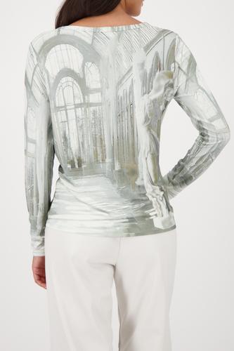 Langarmshirt mit Gallery-Print 42 - Sage Gemustert