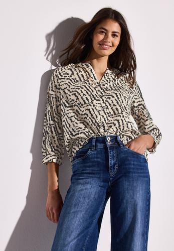 Print-Bluse mit Tapedetails 40 - Moonstone Sand