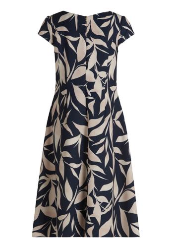 Cocktailkleid 36 Tailliert - Dark Blue/Nature