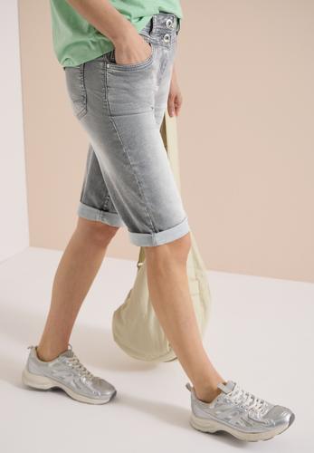 Straight Leg Jeansshorts im Slim Fit 27 - Mid Grey Used Wash