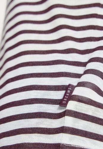 T-Shirt mit Boatneck und Streifen M - Rich Burgundy