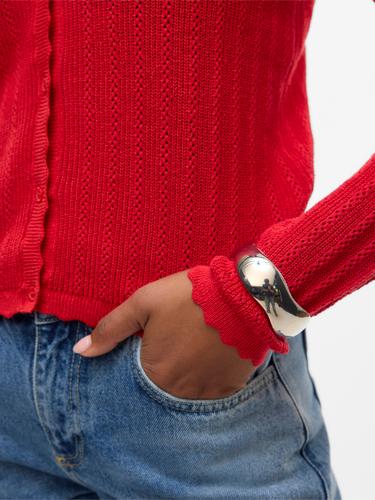 VMLUXLIGHT POINTELLE LS V-NECK CARDIGAN M Normal geschnitten - Fiery Red