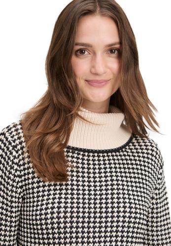 Strickpullover 42 Figurumspielend - Weiß/schwarz