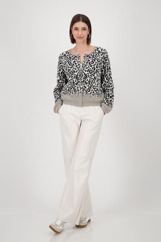 Strickjacke mit Leopardenmuster 42 - Greige Gemustert