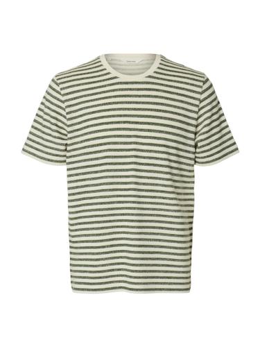 SLHKEVIN STRIPE SS O-NECK TEE M Normal geschnitten - Egret
