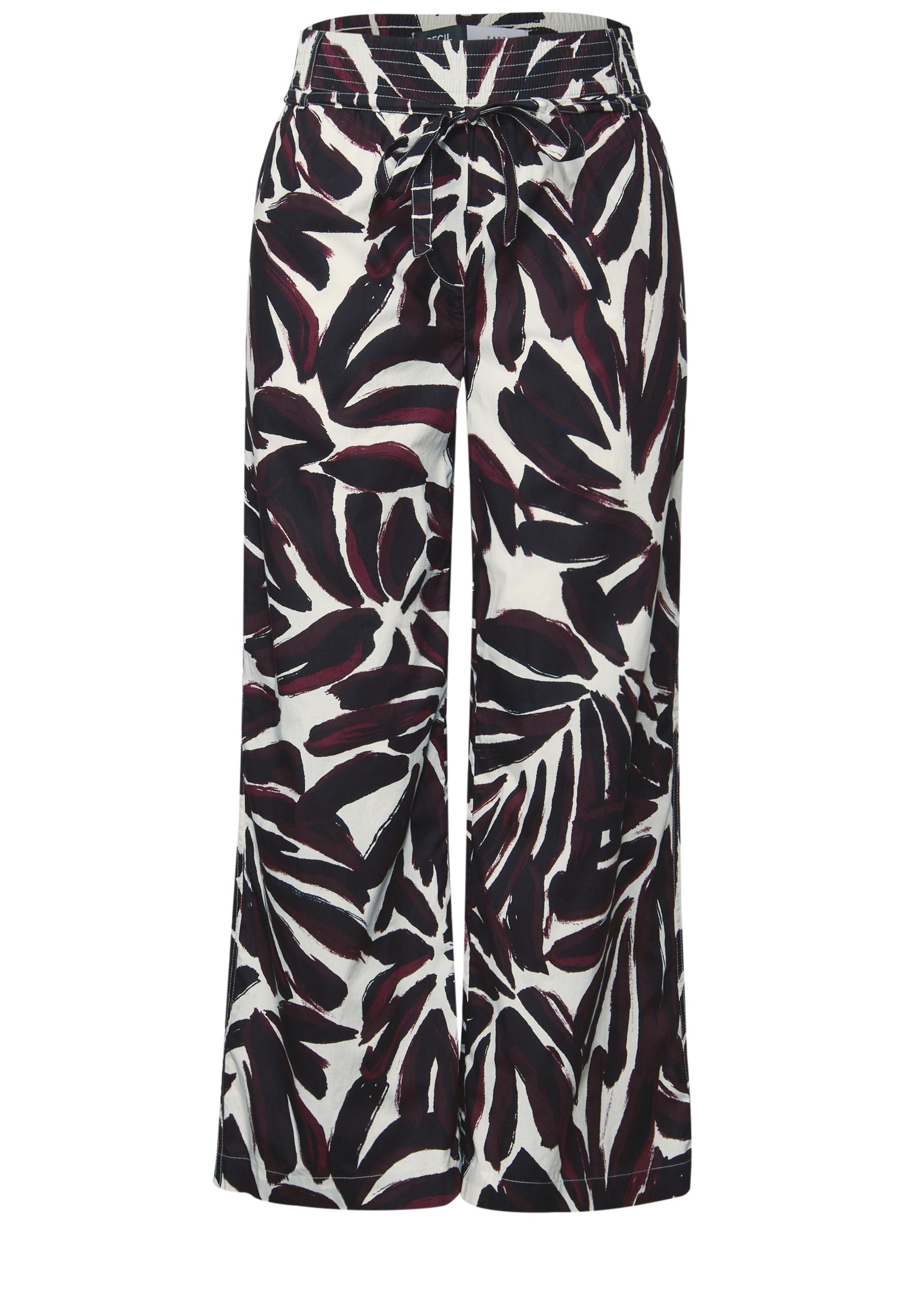 Gemusterte Wide Leg Hose S/7/8 Hosen - Mulberry Red