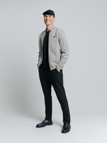 Sweater Full Zipper Pique Bomber Grau M