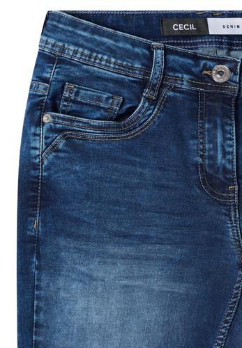 Mid Waist Slim Leg Jeans im Casual Fit 33/7/8 Hosen - Mid Blue Used Wash