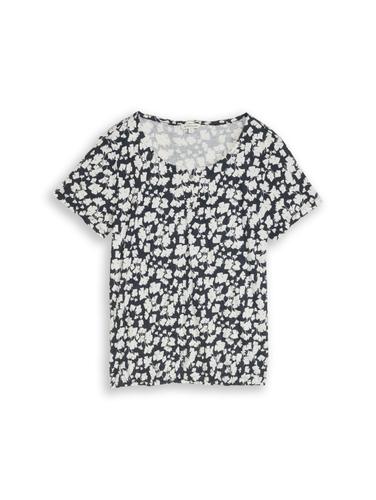 Crinkle T-Shirt mit Muster XXXL Regular Fit - Blue Ginkgo Minimal
