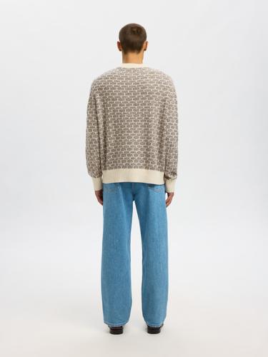 SLHKEITH LS KNIT RELAXED CREW NECK XL Locker geschnitten - Egret