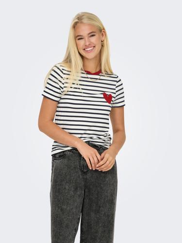 ONLHEART S/S TEE JRS NOOS S Normal geschnitten - Cloud Dancer