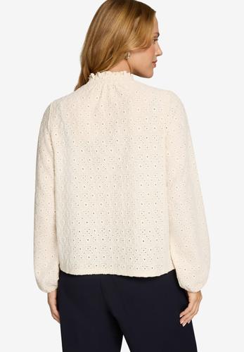Bluse mit Lochmuster 44 - Eggnog