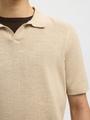 SLHMATTIS SS LINEN BLEND OPEN POLO NOOS M Normal geschnitten - Oatmeal
