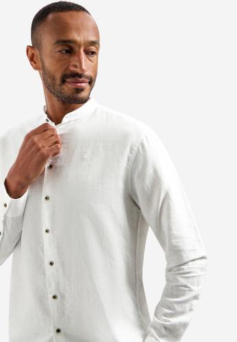 Shirt With Linen Granddad M Regular Fit - White