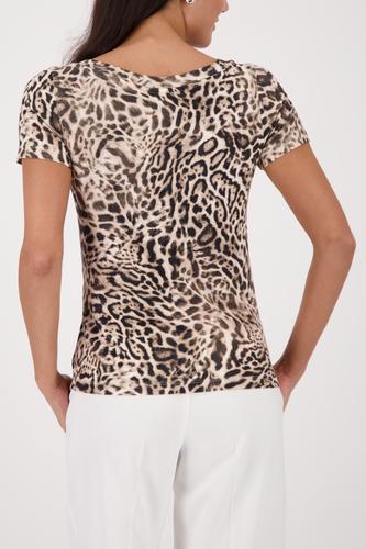 T-Shirt mit Leo-Muster 40 - Dark Chocolate Gemustert