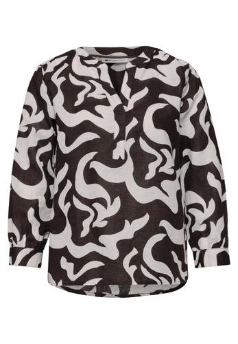 Bluse mit Split Neck aus Leinenmix