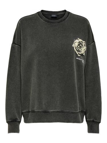 ONLSINNA L/S O-NECK PRINT BOX SWT L Locker geschnitten - Black