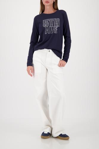Langarmshirt mit Strassstein-Motiv 38 - Marine