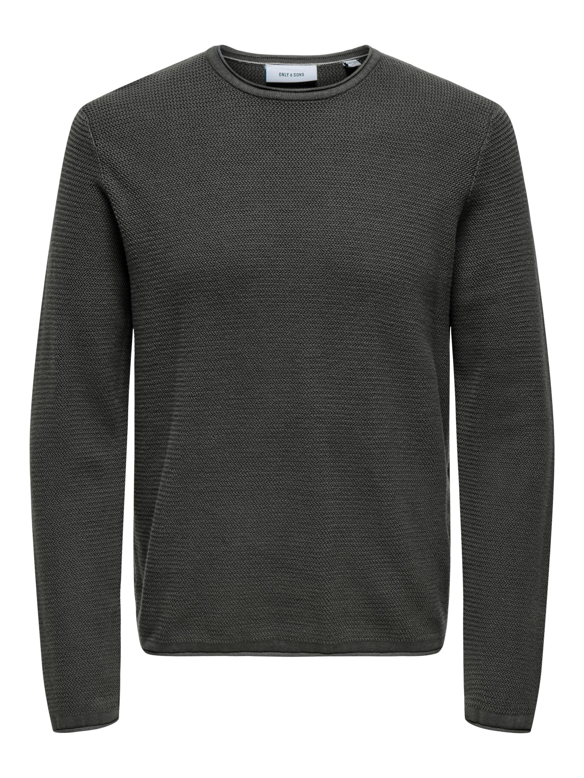ONSERIC REG 12 STRUC CREW KNIT NOOS M Normal geschnitten - Grey Pinstripe