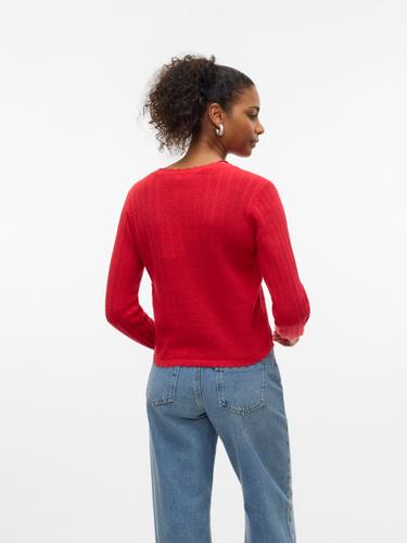 VMLUXLIGHT POINTELLE LS V-NECK CARDIGAN M Normal geschnitten - Fiery Red