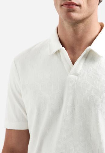 Polo Short Sleeve Jacquard M Regular Fit - White