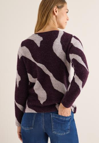 Gemustertes Federgarn Shirt L - Eggplant Red